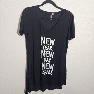 New Year New Day New Goals Black Womens T-Shirt By Just Be Free Size S